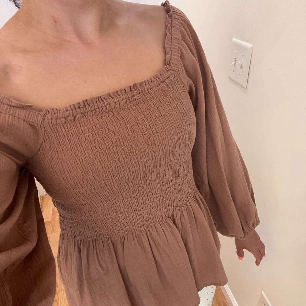 Madewell Lucie Smocked Peplum Top